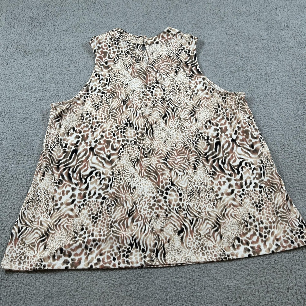 Torrid Women's 3X Brown Animal Print Sleeveless‎ Mock Neck Tank Blouse